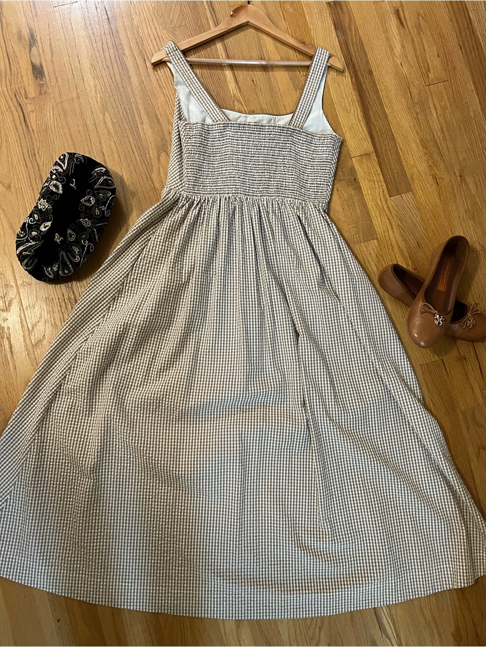 Caroline Constas Cream and Tan Gingham Sundress - Picture 2 of 5